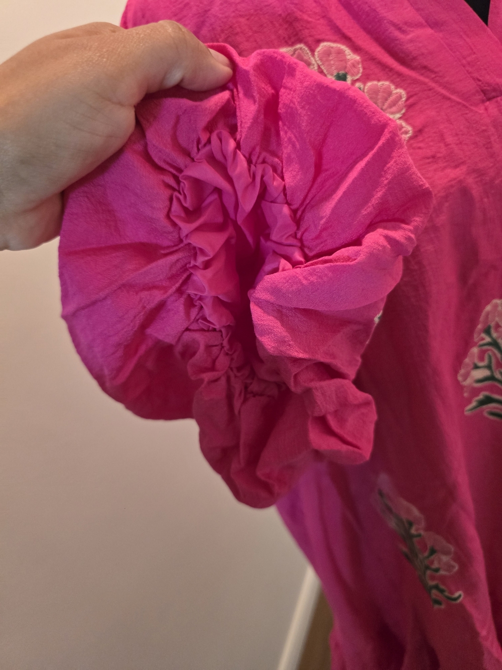 Umgee Bright Pink Embroidered Floral Tunic Dress - Picture 3 of 6